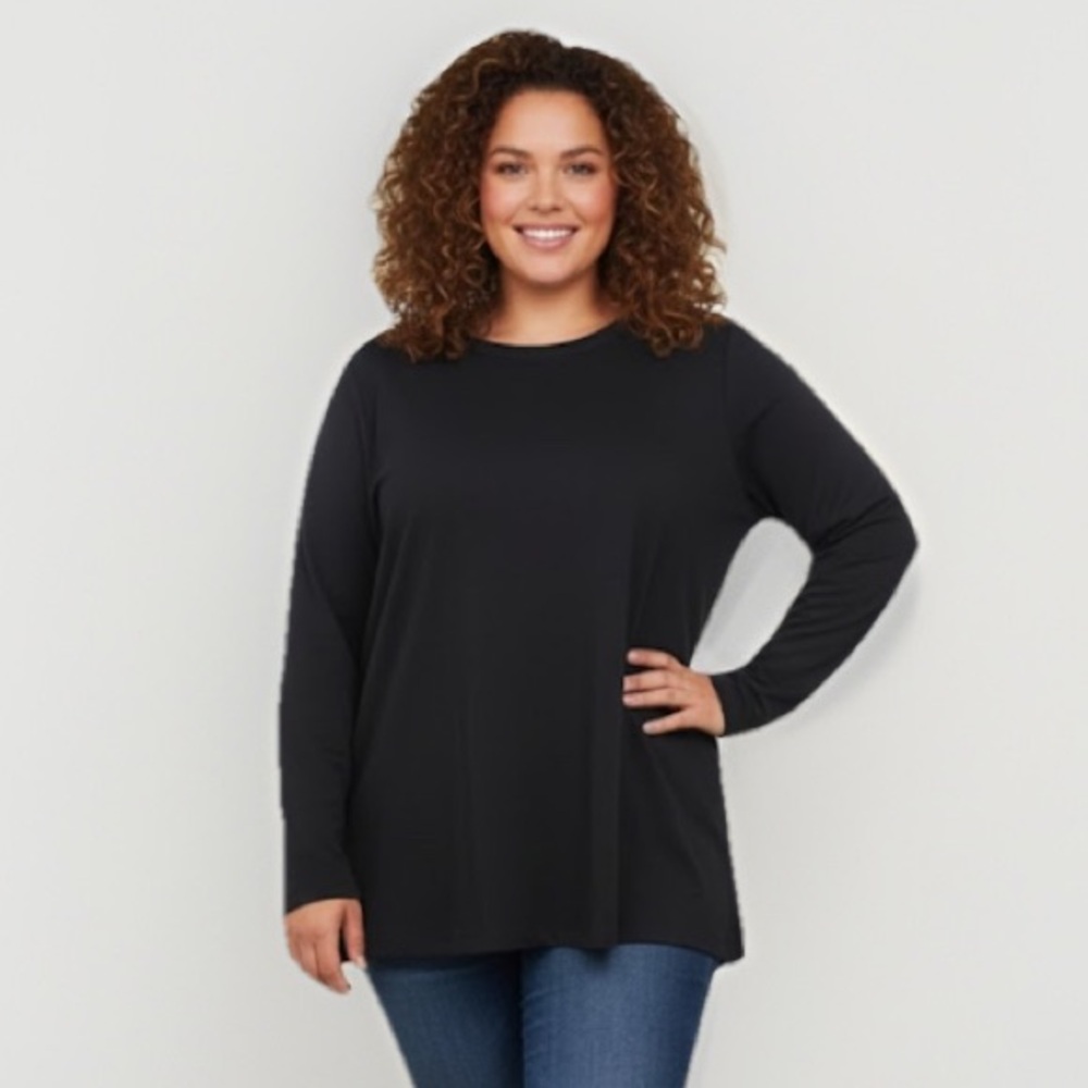Lands’ End 100% Cotton Long Sleeve Tee Women’s Classic Black Size 2X
